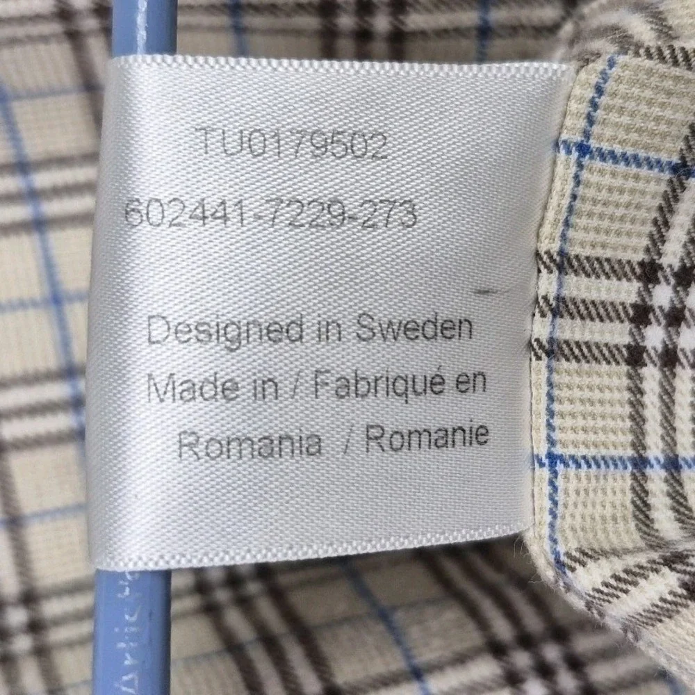 Stenstroms Mens XL Tan Plaid Twofold Cotton Fitted Long Sleeve Button Up Shirt